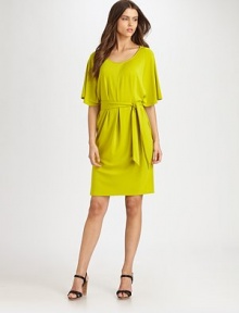 Flowing and flattering, this jersey sheath with ultra-feminine sleeves is perfectly complemented by its self-tie belt for a head-turning silhouette.Round necklineDolman sleevesPleat details on frontSelf-tie beltAbout 37 from shoulder to hem70% rayon/24% polyester/6% spandexDry cleanImported Model shown is 5'11½ (181cm) wearing US size Small. Flowing and flattering, this jersey sheath with ultra-feminine sleeves is perfectly complemented by its self-tie belt for a head-turning silhouette.Round necklineDolman sleevesPleat details on frontSelf-tie beltAbout 37 from shoulder to hem70% rayon/24% polyester/6% spandexDry cleanImported Model shown is 5'11½ (181cm) wearing US size Small.