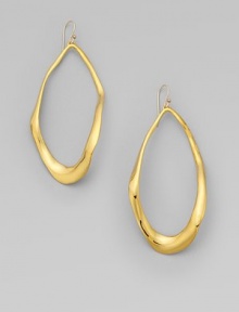 Elongated open teardrops have an undulating shape and a molten look that's both bold and graceful.18k goldplatedDrop, about 3½Ear wireMade in USA