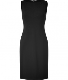 Streamline your look with Derek Lams exquisitely modern black seamed dress, tailored to perfection with just the right amount of stretch for a flawless fit - Rounded neckline, sleeveless, hidden back zip, fitted - Pair with edgy ankle boots and a statement handbag