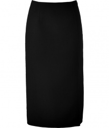 Luxurious skirt made ..from fine black wool - An awesome skirt, glamorous AND serious - Classic pencil cut, slim, body-hugging - New: the high waisted fit - Very simple, no waistband, no pockets - A dream basic for the office and evening events - A figure blockbuster, this skirt makes you look tall and slim - Pair with an elegant blouse and blazer or a nice top and boots or platform pumps Luxurious skirt made ..from fine black wool - An awesome skirt, glamorous AND serious - Classic pencil cut, slim, body-hugging - New: the high waisted fit - Very simple, no waistband, no pockets - A dream basic for the office and evening events - A figure blockbuster, this skirt makes you look tall and slim - Pair with an elegant blouse and blazer or a nice top and boots or platform pumps