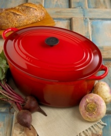 An enormous French Oven for big meals with even bigger flavor, this pot is ideal for cooking anything from stew to stuffed turkey. The porcelain-enameled cast-iron construction spreads heat evenly and retains heat longer for perfectly prepared meals that can go straight from stovetop to table. Limited lifetime warranty. An enormous French Oven for big meals with even bigger flavor, this pot is ideal for cooking anything from stew to stuffed turkey. The porcelain-enameled cast-iron construction spreads heat evenly and retains heat longer for perfectly prepared meals that can go straight from stovetop to table. Limited lifetime warranty.