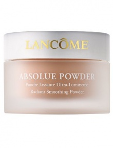 Absolue Powder Radiant Smoothing Powder. See the radiance: Skin is even-toned and looks absolutely luminous. Innovative Color Clarity technology, with soft-focus micro-sparkles, optimizes the effects of light and diminishes the appearance of imperfections for a naturally even and glowing complexion. The unique formula comforts skin and reduces tightening and drying. Skin is wrapped in a luxuriously soft powder veil.