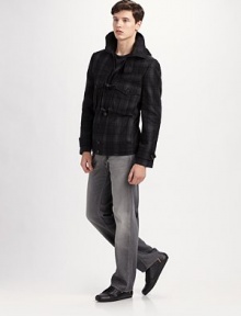 The standard against all other jeans will be measured in grey-washed, ring-spun denim defined by a soft feel and hand-sanding detail that adds a coveted worn-in look. Five-pocket style Straight legs Sits higher on the waist Signature stitching on back pockets Inseam, about 33 98% cotton/2% spandex; machine wash Made in USA The standard against all other jeans will be measured in grey-washed, ring-spun denim defined by a soft feel and hand-sanding detail that adds a coveted worn-in look. Five-pocket style Straight legs Sits higher on the waist Signature stitching on back pockets Inseam, about 33 98% cotton/2% spandex; machine wash Made in USA