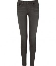 Make a stylish statement in these ultra-skinny jeans from cult denim line J Brand - Classic five-pocket styling, skinny leg, low-rise, 11-inch leg opening - Pair with an oversized graphic tee, a leather jacket, and platform heels