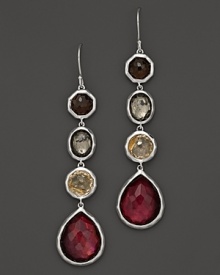 Richly hued doublets form a line on Ippolita's luxe, sterling silver detailed drop earrings.