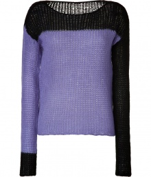 With its cool asymmetrical colorblocking and trend favorite open knit, Marc by Marc Jacobs two-tone pullover lends a fun modern edge to any outfit - Wide neckline, long sleeves, dropped shoulders - Loosely fitted - Wear with a printed separates and edgy fashion sneakers With its cool asymmetrical colorblocking and trend favorite open knit, Marc by Marc Jacobs two-tone pullover lends a fun modern edge to any outfit - Wide neckline, long sleeves, dropped shoulders - Loosely fitted - Wear with a printed separates and edgy fashion sneakers