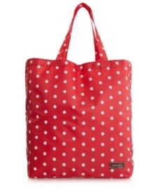 This tote-ally adorable tote by Jimeale is the perfect way to carry your necessities. A cute polka dot print decorates exterior while a spacious interior offers plenty of room. This tote-ally adorable tote by Jimeale is the perfect way to carry your necessities. A cute polka dot print decorates exterior while a spacious interior offers plenty of room.