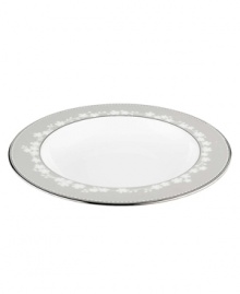 This essential rimmed bowl is specially crafted in bone china with a delicate floral design with textured white beads and elegant platinum trim. Suitable for serving hearty soups, stews and pasta creations. From Lenox's dinnerware and dishes collection. Qualifies for Rebate This essential rimmed bowl is specially crafted in bone china with a delicate floral design with textured white beads and elegant platinum trim. Suitable for serving hearty soups, stews and pasta creations. From Lenox's dinnerware and dishes collection. Qualifies for Rebate