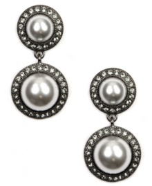 Business formal or special occasion? You be the judge. Givenchy's dramatic drop earrings transition from day to night with shimmering plastic pearls and black glass accents. Set in hematite tone mixed metal. Approximate drop: 1-5/8 inches. Business formal or special occasion? You be the judge. Givenchy's dramatic drop earrings transition from day to night with shimmering plastic pearls and black glass accents. Set in hematite tone mixed metal. Approximate drop: 1-5/8 inches.