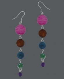 Perfect your party look. Avalonia Road's Brasilian-themed earrings combine brightly-hued multicolored agate beads (17-2/5 ct. t.w.) and sterling silver. Approximate drop length: 3-1/2 inches. Approximate drop width: 1/2 inch. Perfect your party look. Avalonia Road's Brasilian-themed earrings combine brightly-hued multicolored agate beads (17-2/5 ct. t.w.) and sterling silver. Approximate drop length: 3-1/2 inches. Approximate drop width: 1/2 inch.