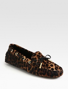 Leopard-printed calf hair adds an animalistic touch to this classic design with smooth leather laces. Leopard-print calf hair upper with leather lacesLeather liningRubber solePadded insoleMade in Italy