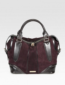 A luxurious blend of soft suede and smooth leather in a roomy carryall design.Double leather top handles, 5½ dropTop zip closure with turn-lockOne inside zip pocketTwo inside open pocketsCotton lining15W X 13H X 7½DMade in Italy A luxurious blend of soft suede and smooth leather in a roomy carryall design.Double leather top handles, 5½ dropTop zip closure with turn-lockOne inside zip pocketTwo inside open pocketsCotton lining15W X 13H X 7½DMade in Italy