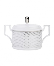 Polished yet playful, the Platinum Waltz sugar bowl by Noritake combines exquisite bone china with shimmering bands and whimsical dots for a look that's altogether stunning. Polished yet playful, the Platinum Waltz sugar bowl by Noritake combines exquisite bone china with shimmering bands and whimsical dots for a look that's altogether stunning.
