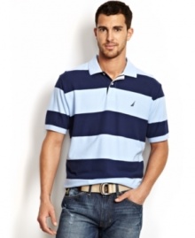 Keep it simple this season. Toss on this polo from Nautica for a casual preppy look.