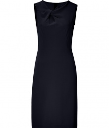 A chic choice for taking from work to cocktails, Steffen Schrauts lambskin detailed sheath is as contemporary as it is sleek - Asymmetrical neckline with knotted twist, sleeveless, black lambskin trim, hidden back zip, kick pleat - Tailored fit - Wear with a cashmere cardigan and heels A chic choice for taking from work to cocktails, Steffen Schrauts lambskin detailed sheath is as contemporary as it is sleek - Asymmetrical neckline with knotted twist, sleeveless, black lambskin trim, hidden back zip, kick pleat - Tailored fit - Wear with a cashmere cardigan and heels