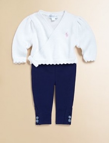 This essential stretch legging is updated with adorable covered buttons at the ankles and embroidered with a signature pony at the hip.Elastic waistbandSlim, fitted legsCovered button-loop closures at the side anklePrinted, cuffed hem93% cotton/7% elastaneMachine washImported This essential stretch legging is updated with adorable covered buttons at the ankles and embroidered with a signature pony at the hip.Elastic waistbandSlim, fitted legsCovered button-loop closures at the side anklePrinted, cuffed hem93% cotton/7% elastaneMachine washImported