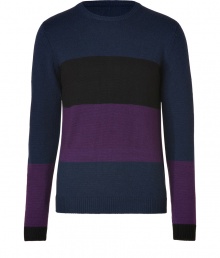Work a bold colorblock into your knitwear collection with Marc by Marc Jacobs luxe modern iteration pure merino wool - Round neckline, long sleeves, fine ribbed trim - Slim fit - Wear with slim fit trousers and leather boots Work a bold colorblock into your knitwear collection with Marc by Marc Jacobs luxe modern iteration pure merino wool - Round neckline, long sleeves, fine ribbed trim - Slim fit - Wear with slim fit trousers and leather boots
