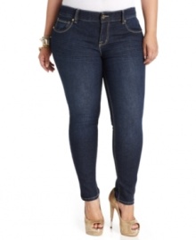 Score a slimming look with Baby Phat's plus size skinny jeans, featuring a control panel for a flattering fit-- they're must-haves!