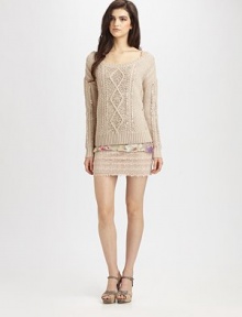 Classic cable-knit sweater with delicate sequin detailing throughout for a luxe look. BoatneckDropped shouldersLong sleevesRibbed trim at neckline, cuffs and hemAbout 24 from shoulder to hem42% wool/35% acrylic/23% alpacaDry cleanImportedModel shown is 5'10 (177cm) wearing US size Small. Classic cable-knit sweater with delicate sequin detailing throughout for a luxe look. BoatneckDropped shouldersLong sleevesRibbed trim at neckline, cuffs and hemAbout 24 from shoulder to hem42% wool/35% acrylic/23% alpacaDry cleanImportedModel shown is 5'10 (177cm) wearing US size Small.