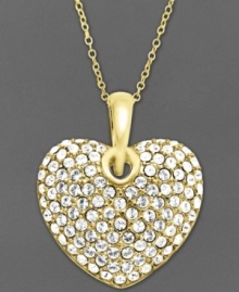 Your heart desires...some sparkle! Kaleidoscope's luminous heart pendant shines with the addition of crystals and Swarovski Elements. Setting and chain crafted in 18k gold over sterling silver. Approximate length: 18 inches. Approximate drop: 1-1/3 inches. Your heart desires...some sparkle! Kaleidoscope's luminous heart pendant shines with the addition of crystals and Swarovski Elements. Setting and chain crafted in 18k gold over sterling silver. Approximate length: 18 inches. Approximate drop: 1-1/3 inches.