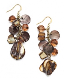 Shift into neutrals. Brown shells and topaz-hued plastic beads adorn these chic cluster earrings by Style&co. Set in gold tone mixed metal on fishwire. Approximate drop: 2 inches.