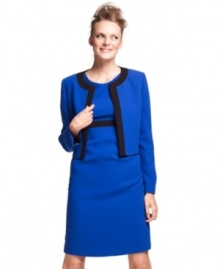 Make a bold move in the office: try out a tailored jacket from Kasper, rendered in cobalt blue and trimmed with sleek black. Make a bold move in the office: try out a tailored jacket from Kasper, rendered in cobalt blue and trimmed with sleek black.