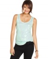 A collection of tiny sequins adds a top coat of glitz to Eyeshadow's supremely cute tank top!