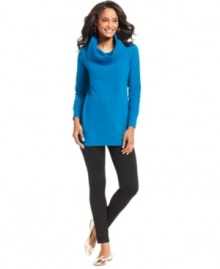 A lovelier way to lounge: Style&co. Sport's chic cowlneck top is made of cozy terry sweatshirt fabric!