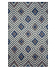 An ultra-mod diamond design is infused with classic color upon this stylish Ravella Kallia area rug from Liora Manne. Neutral and cool tones make this design accessible to any room décor and its hand-tufted detailing makes it durable enough to withstand heavy traffic, indoors or out. An ultra-mod diamond design is infused with classic color upon this stylish Ravella Kallia area rug from Liora Manne. Neutral and cool tones make this design accessible to any room décor and its hand-tufted detailing makes it durable enough to withstand heavy traffic, indoors or out.