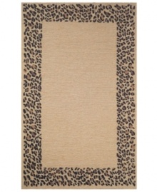 Give your patio a roaringly stylish look with Liora Manne's leopard border Spello rug! Hand-hooking and hand-tufting techniques are combined to achieve the rich, textural surface of this oatmeal-hued indoor/outdoor rug from the Spello collection. UV stabilized to minimize fading, the fashion-forward, durable rug is sure to please. Hose off for easy cleaning. Give your patio a roaringly stylish look with Liora Manne's leopard border Spello rug! Hand-hooking and hand-tufting techniques are combined to achieve the rich, textural surface of this oatmeal-hued indoor/outdoor rug from the Spello collection. UV stabilized to minimize fading, the fashion-forward, durable rug is sure to please. Hose off for easy cleaning.