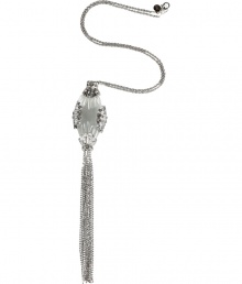 Add a glamorous vintage edge to any outfit with Alexis Bittars fringed crystal necklace - Lobster-claw closure, hand-polished lucite stone, rhodium-toned crystal encrusted setting - Wear with everything from tees and blazers to cocktail dresses and fur coats