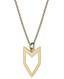 Add a hint of Southwestern appeal. Studio Silver's Chevron pendant features an edgy cut-out arrowhead. Set in 18k gold over sterling silver. Approximate length: 18 inches. Approximate drop: 3/4 inch. Add a hint of Southwestern appeal. Studio Silver's Chevron pendant features an edgy cut-out arrowhead. Set in 18k gold over sterling silver. Approximate length: 18 inches. Approximate drop: 3/4 inch.