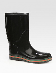 Rubber matte finish rainboot with interlocking G and signature stripe detail.Shaft, 12Leg circumference, 17Rubber upperLeather liningPadded insoleRubber soleMade in ItalyOUR FIT MODEL RECOMMENDS ordering true whole size; ½ sizes should order the next whole size down. Rubber matte finish rainboot with interlocking G and signature stripe detail.Shaft, 12Leg circumference, 17Rubber upperLeather liningPadded insoleRubber soleMade in ItalyOUR FIT MODEL RECOMMENDS ordering true whole size; ½ sizes should order the next whole size down.