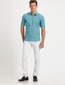 Once a summer favorite, this updated, painted style is now versatile enough to wear season after season, tailored in a slim-straight leg silhouette, with a hint of stretch for added comfort.Five-pocket styleInseam, about 3498% wool/2% elastaneMachine washImported Once a summer favorite, this updated, painted style is now versatile enough to wear season after season, tailored in a slim-straight leg silhouette, with a hint of stretch for added comfort.Five-pocket styleInseam, about 3498% wool/2% elastaneMachine washImported
