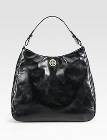 Gorgeous glazed leather in a rounded silhouette adorned with signature hardware.Top handle, 7 dropMagnetic top closureProtective metal feet One inside zip pocketTwo inside open pocketsCanvas lining10¾W X 12½H X 4½DImported Gorgeous glazed leather in a rounded silhouette adorned with signature hardware.Top handle, 7 dropMagnetic top closureProtective metal feet One inside zip pocketTwo inside open pocketsCanvas lining10¾W X 12½H X 4½DImported