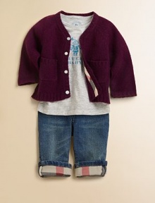 Luxury for your little one, in a pure cashmere sweater with pockets and ribbed trim.Ribbed V necklineLong raglan sleeves with ribbed cuffsRibbed button placketPatch pocketsRibbed hem with embroidered logo on one sideCashmereDry cleanImported Please note: Number of buttons may vary depending on size ordered. Luxury for your little one, in a pure cashmere sweater with pockets and ribbed trim.Ribbed V necklineLong raglan sleeves with ribbed cuffsRibbed button placketPatch pocketsRibbed hem with embroidered logo on one sideCashmereDry cleanImported Please note: Number of buttons may vary depending on size ordered.