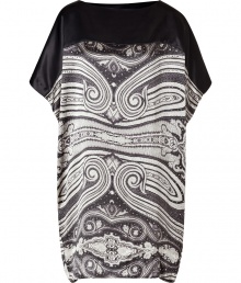 Work an eye-catching edge into your chic cocktails look with Day Birger et Mikkelsens swirling silk satin shift dress - Boat-neckline, dolman short sleeves - Oversized silhouette, mini-length - Team with opaque tights, statement belts, and favorite flats Work an eye-catching edge into your chic cocktails look with Day Birger et Mikkelsens swirling silk satin shift dress - Boat-neckline, dolman short sleeves - Oversized silhouette, mini-length - Team with opaque tights, statement belts, and favorite flats