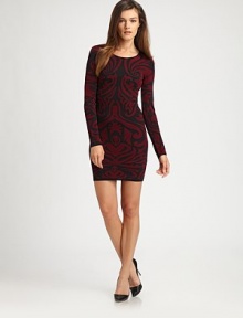 EXCLUSIVELY AT SAKS. Fitted sweaterdress in a striking pattern with long sleeves and tons of stretch. RoundneckLong sleevesAbout 16 from natural waist63% viscose/37% nylonDry cleanImportedModel shown is 5'9 (176cm) wearing US size Small.