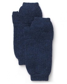 Cozy fingerless mittens in a rich wool, ribbed at fingers and wrist. Cozy fingerless mittens in a rich wool, ribbed at fingers and wrist.