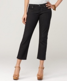 These cropped jeans from Lucky Brand Jeans feature a sleek straight leg and go-with-anything black wash. Pair them with strappy sandals and a tee for no-fuss style. These cropped jeans from Lucky Brand Jeans feature a sleek straight leg and go-with-anything black wash. Pair them with strappy sandals and a tee for no-fuss style.