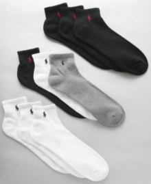 Available in extended sizes, this convenient 3-pack of Polo socks gets you through the week in soft, sport-inspired comfort. Available in extended sizes, this convenient 3-pack of Polo socks gets you through the week in soft, sport-inspired comfort.