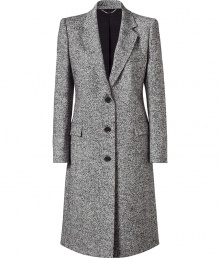 Luxurious coat in a fine virgin wool blend - Fashionable salt & pepper look - Classic single-breasted with three decorative buttons - Knee length - Slim fit and tailored - The details: long sleeves, slightly wider lapels, flap pockets - A classy, all-around talent you can combine many ways and will wear for years - Wear with a pencil skirt, jeans, straight cut trousers or, for evening, over a cocktail dress Luxurious coat in a fine virgin wool blend - Fashionable salt & pepper look - Classic single-breasted with three decorative buttons - Knee length - Slim fit and tailored - The details: long sleeves, slightly wider lapels, flap pockets - A classy, all-around talent you can combine many ways and will wear for years - Wear with a pencil skirt, jeans, straight cut trousers or, for evening, over a cocktail dress