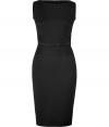 With its immaculate tailoring and delicate lace waist detail, Valentinos wool sheath is an elegant way to wear the brands iconic look - Round neckline, sleeveless, tonal lace band around the waist, hidden back zip, belted waistline, leather lined fabric bow belt, side belt loops, kick pleat - Tailored fit - Wear with platform pumps and a sleek envelope clutch