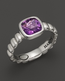 John Hardy Bedeg Sterling Silver Batu Square Station Slim Band Ring with 7mm Amethyst John Hardy Bedeg Sterling Silver Batu Square Station Slim Band Ring with 7mm Amethyst