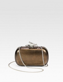 A cocktail must-have in shimmering metallic raffia with a goldtone chain and twig-shaped clasp.Detachable shoulder strap, 20¾ dropClasp closureOne inner open compartmentFully lined5¼W X 3½H X 1½DImported A cocktail must-have in shimmering metallic raffia with a goldtone chain and twig-shaped clasp.Detachable shoulder strap, 20¾ dropClasp closureOne inner open compartmentFully lined5¼W X 3½H X 1½DImported