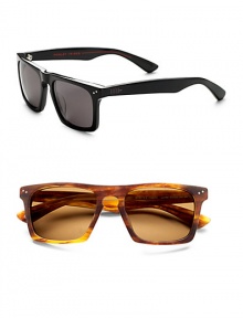 A classic design that spans seasons, eras and styles in lightweight plastic. Available in black frames with grey polarized lenses or tortoise frames with brown lenses. Logo temple detail 100% UV protective Imported A classic design that spans seasons, eras and styles in lightweight plastic. Available in black frames with grey polarized lenses or tortoise frames with brown lenses. Logo temple detail 100% UV protective Imported