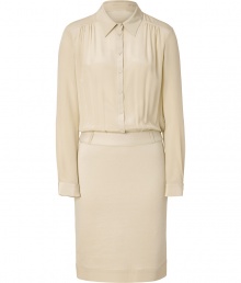 Exquisitely tailored with an undercurrent of ultra modern elegance, Philosophy di Alberta Ferrettis mixed-media dress is a super sophisticated choice - Shirt-style long sleeved top with pleated yolk, form-fitting skirt with belt loops - Softly tailored fit - Pair with flawless pumps and a ladylike handbag Exquisitely tailored with an undercurrent of ultra modern elegance, Philosophy di Alberta Ferrettis mixed-media dress is a super sophisticated choice - Shirt-style long sleeved top with pleated yolk, form-fitting skirt with belt loops - Softly tailored fit - Pair with flawless pumps and a ladylike handbag