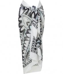 Work a graphic edge into poolside looks with Emilio Puccis ultra-chic monochrome print sarong - Self-tie - Wear with a bikini top, straw tote and leather sandals Work a graphic edge into poolside looks with Emilio Puccis ultra-chic monochrome print sarong - Self-tie - Wear with a bikini top, straw tote and leather sandals