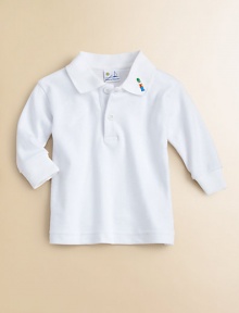 A mini version of the essential polo shirt gets a handsome update with embroidery.Embroidered shirt collarLong sleevesButton-frontCottonMachine washImported Please note: Number of buttons may vary depending on size ordered. 