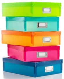 Order in the house! Take your space by form with these durable and simplistic plastic storage boxes. Metal-framed ID tags on the front of each box makes it easy to organize and locate bills, letters, papers and more. 1-year warranty.